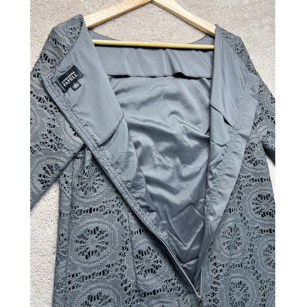 Adrianna Papell Gray Lace Cocktail Dress Party Career Size 12 Crochet Career‎ - Picture 10 of 13